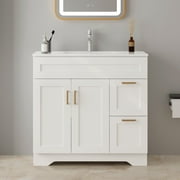 KZElegy 36inch Bathroom Vanity with Sink Freestanding Vanity Sink Cabinet with 2 Soft-Closing Doors & Drawers,White