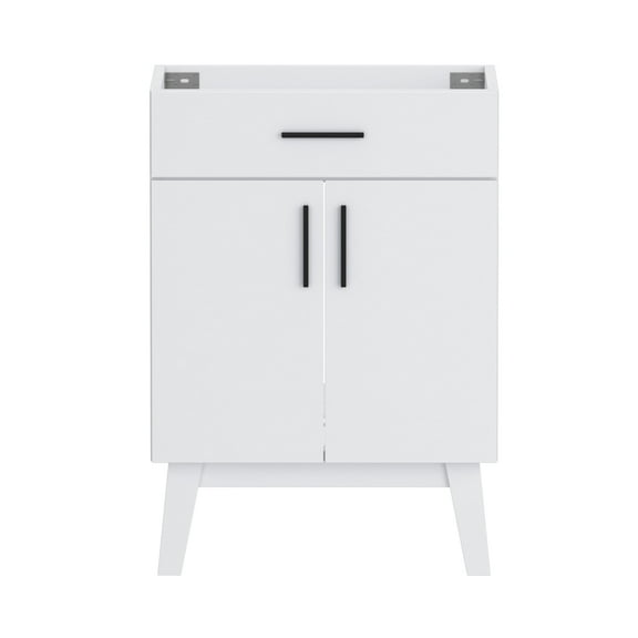 Bathroom Vanity Without Sink, Vanity Combo with Two Soft Close Cabinet Doors, Modern Single Bathroom Cabinet Set with Metal Handles (White Without Sink, 24)