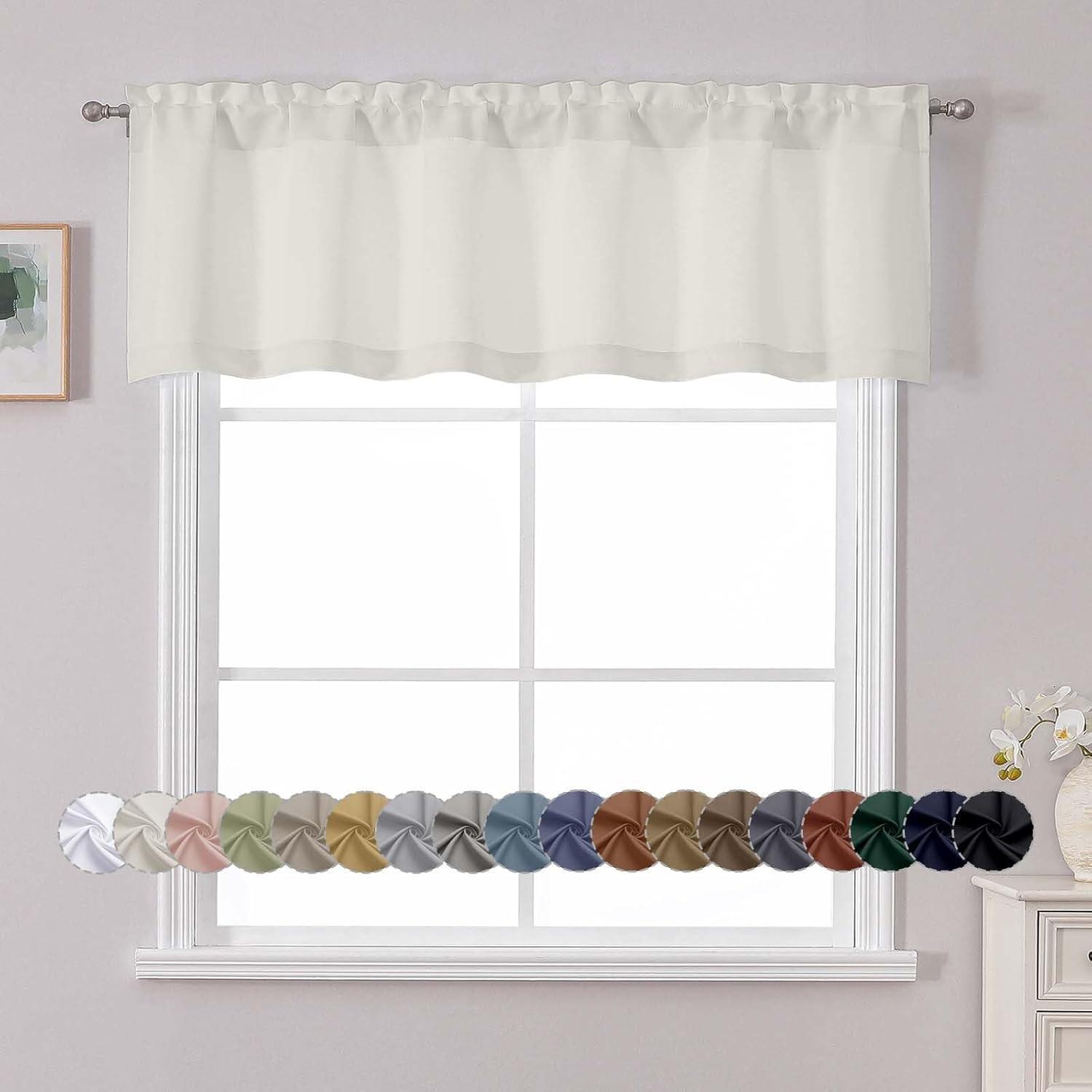 Chyhomenyc Natural Valance for Window, Blackout Small Kitchen Curtain ...