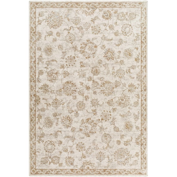 BoutiqueRugs Chyron Traditional Area Rug - Olive, Cream, Tan - 6'7" Round