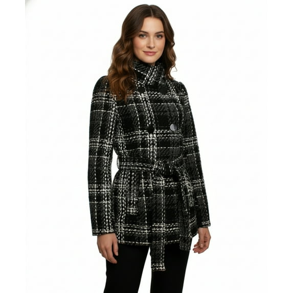 Ci Sono Black and White Double Breasted Coat