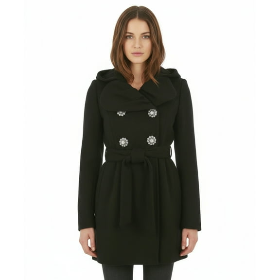 Ci Sono Double Breasted Coat, Black
