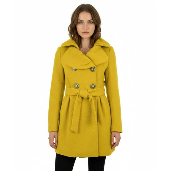 Ci Sono Double Breasted Coat, Mustard