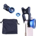 thumbnail image 1 of CiCi Gadgets 3 in1 Fish Eye + Wide Angle + Macro Camera Clip-on Lens for Universal Cell Phone, Smartphones, Iphone, Samsung - Blue, 1 of 1