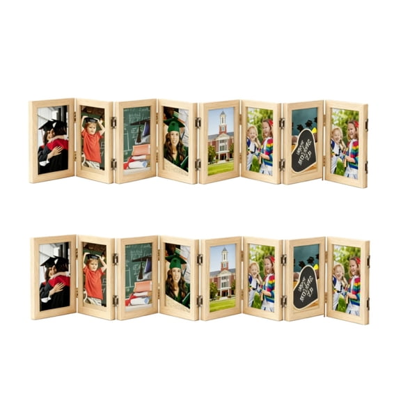 CiCixixi 2 Packs 8 Folding 5 x 7 in Hinged Picture Frame Home Decor for Wall Desktop Natural Wood Photo Collage Frames for Christmas Family Birthday Gifts A101