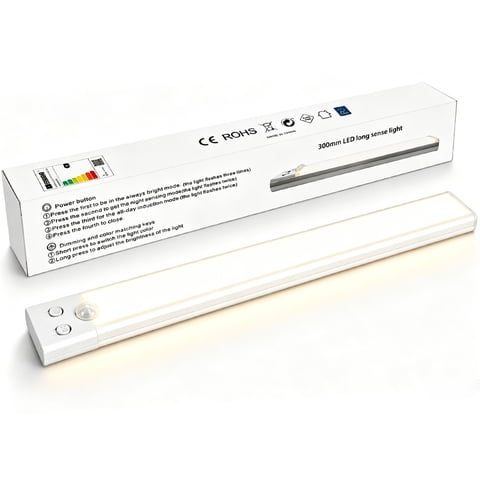 CiYouc Under Cabinet Lighting, 12 Inch Ultra-Thin 76 LEDs Motion Sensor Closet Light, 3 Color Dimmable, USB Rechargeable Wireless Under Counter Light for Kitchen, Wardrobe, Hallway, 1 Pack