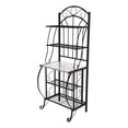 thumbnail image 1 of Benjara Cia 5 Tier Bakers Rack- Faux Marble Shelf- Black Metal Scrollwork, 1 of 10