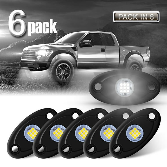 Ciachd 6Pods LED Rock Lights White Neon Underglow Light for Car Truck ATV UTV SUV Jeep Boat Underbody Glow Trail Rig Lamp Waterproof (White)