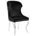 thumbnail image 1 of Cian 22 Inch Dining Chair Curved Cabriole Legs Black Velvet Set of 2 - Saltoro Sherpi, 1 of 5