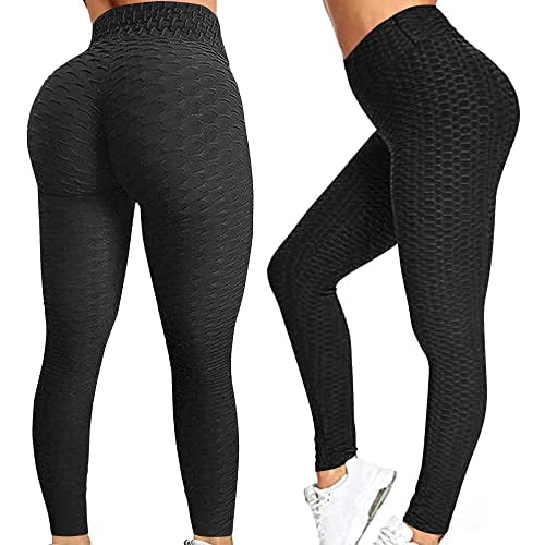 Ciana Best Workout Butt Lifting Leggings Seamless Scrunch Butt Leggings for Women, Tummy Control, Highwasted Yoga Pants Black - XL