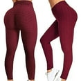 thumbnail image 1 of Ciana Best Workout Butt Lifting Leggings Seamless Scrunch Butt Leggings for Women, Tummy Control, Highwasted Yoga Pants Burgundy - 2XL, 1 of 4