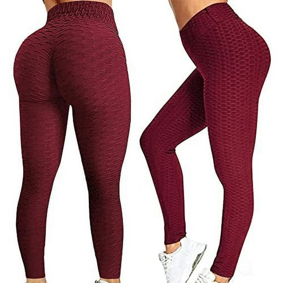Ciana Best Workout Butt Lifting Leggings Seamless Scrunch Butt Leggings for Women, Tummy Control, Highwasted Yoga Pants Burgundy - 2XL