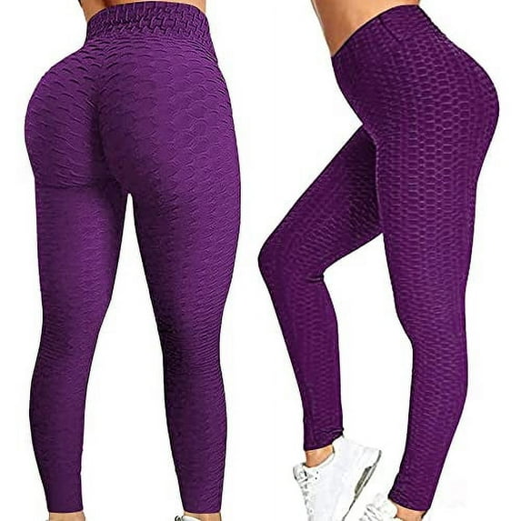 Ciana Best Workout Butt Lifting Leggings Seamless Scrunch Butt Leggings for Women, Tummy Control, Highwasted Yoga Pants Purple - 3XL