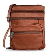 Ciana Genuine Leather Body Bags Purse, Dark Brown
