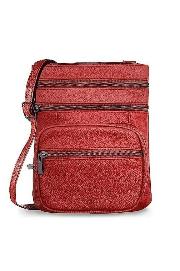 Genuine Leather Cross Body Bags Purse for Women, Purses Women's Shoulder Sling Handbags Soft Purse (Red)