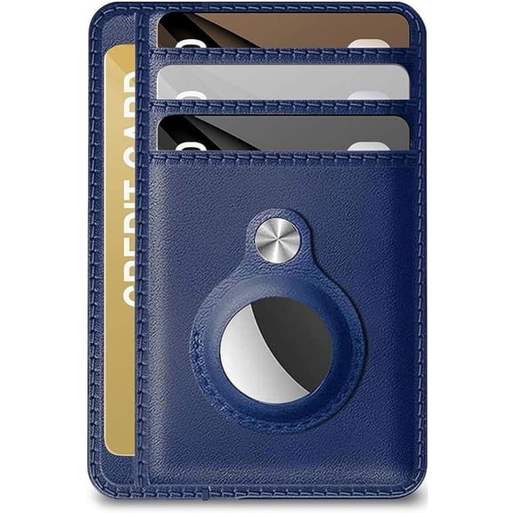 Ciana Men's Minimalist Wallet with Built-in AirTag Case Holder - Stylish and Secure Wallet, Air Tag Genuine Leather Wallet RFID Technology Credit Card Holder (Blue)