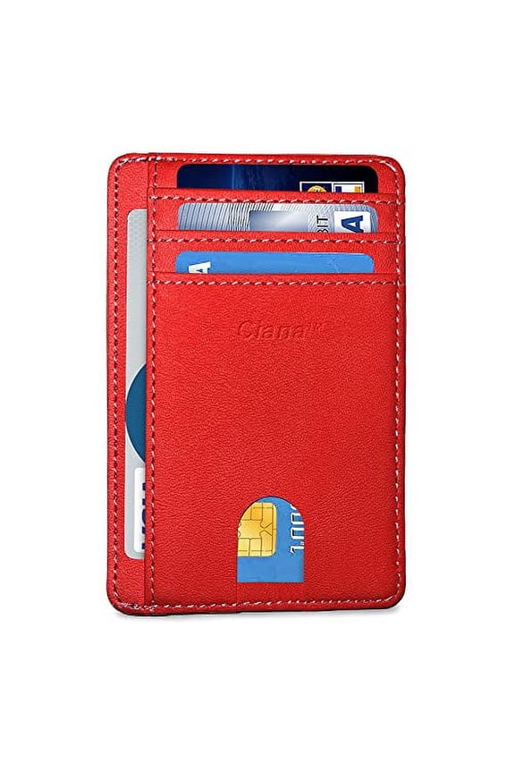 RFID Blocking Faux Leather Unisex Slim Wallet, Berry Red