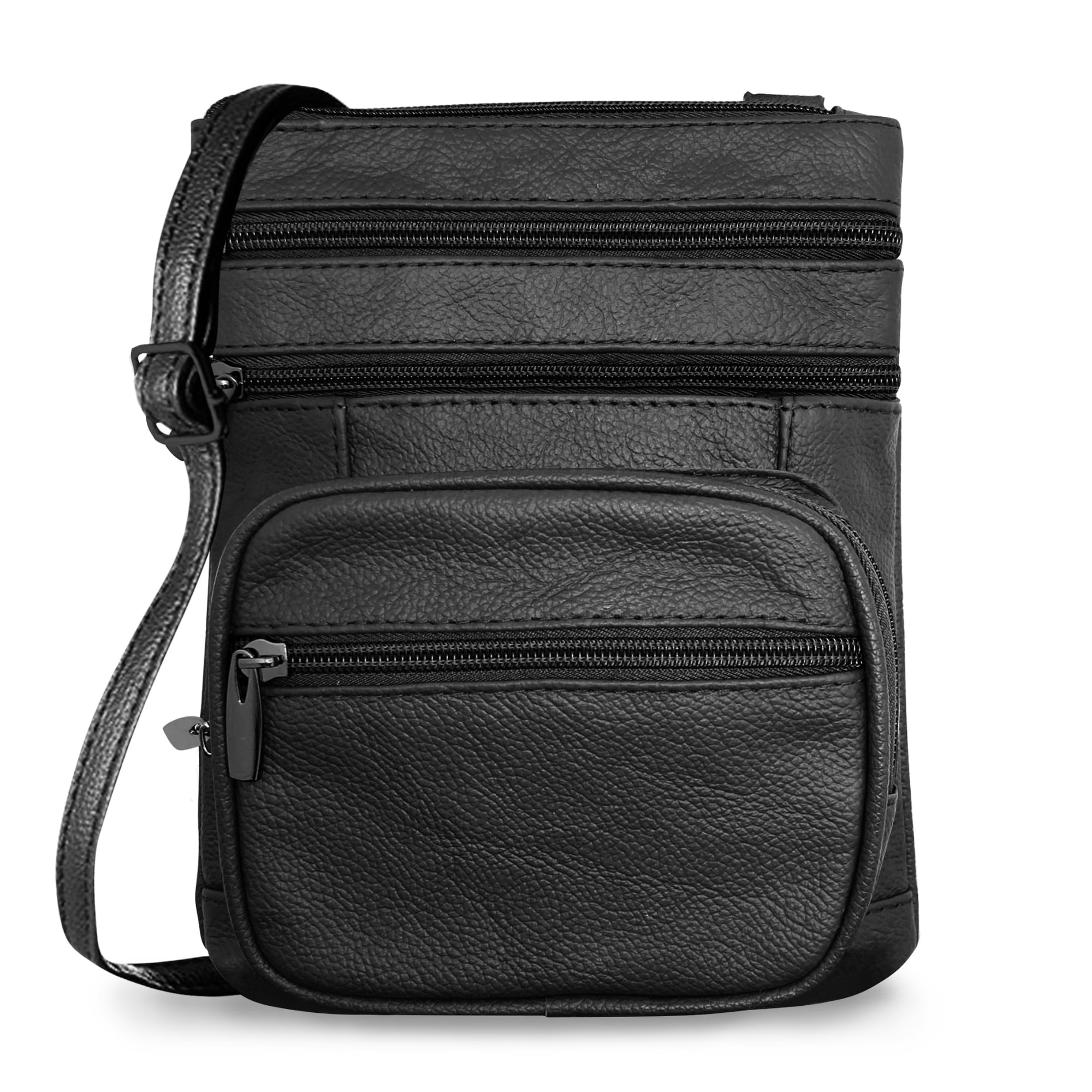 Ciana Black Genuine Leather Large Size Crossbody Bag with Zipper — free download
