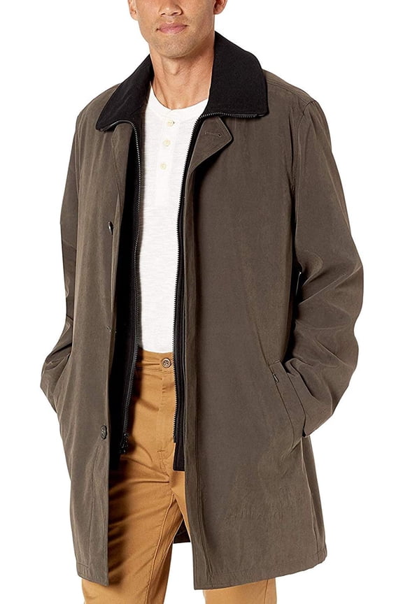 Men's Raincoats, Single Breasted Jacket 3/4 Length All Year Round Raincoats for men with Removable Liner