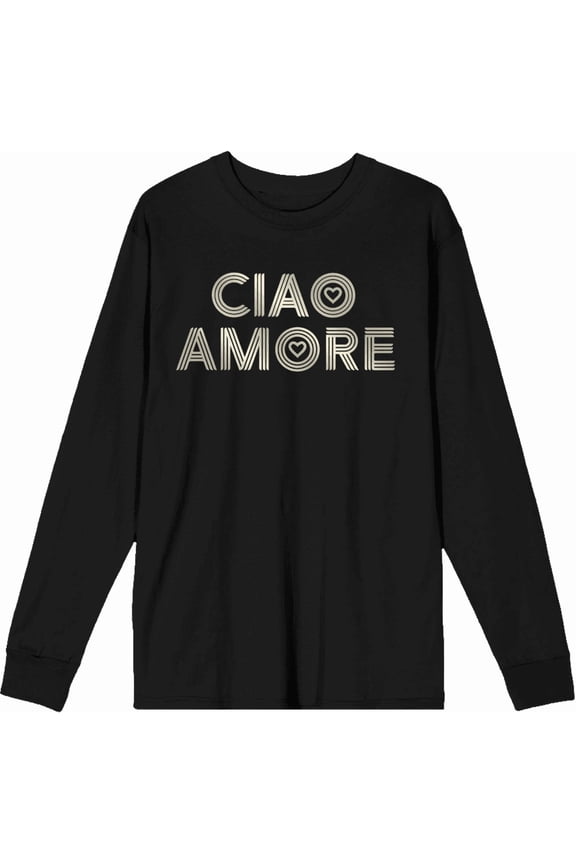 Ciao Amore Adult Black Crew Neck Long Sleeve Tee-Large