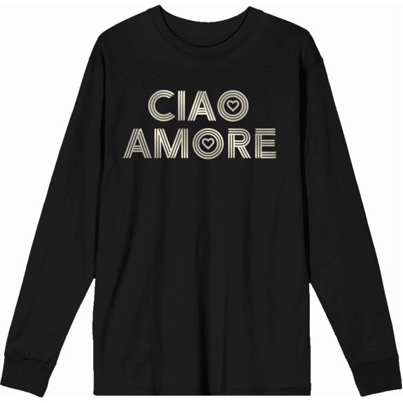 Ciao Amore Adult Black Crew Neck Long Sleeve Tee-XXL