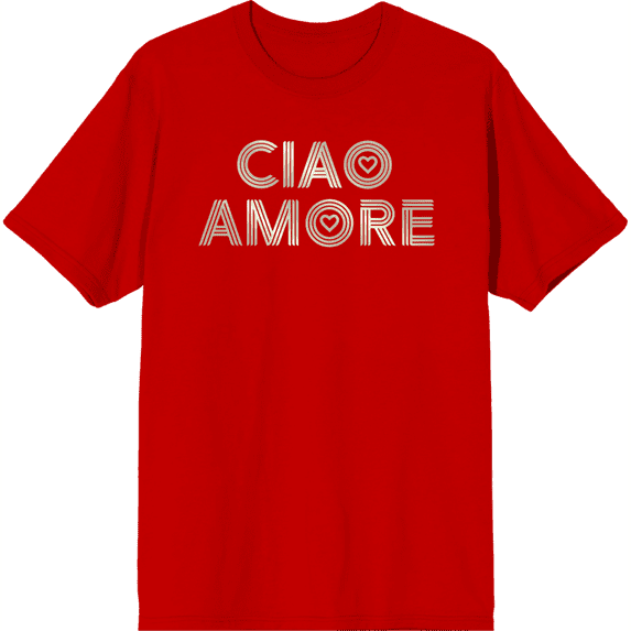 Ciao Amore Adult Red Crew Neck Short Sleeve Tee-Medium