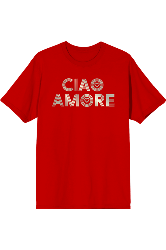 Ciao Amore Adult Red Crew Neck Short Sleeve Tee-Small