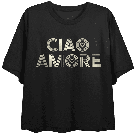 Ciao Amore Women's Black Crew Neck Crop Tee-Small