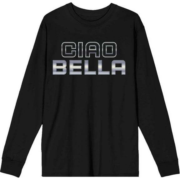 Ciao Bella Adult Black Crew Neck Long Sleeve Tee-Medium