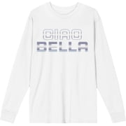 Ciao Bella Adult White Crew Neck Long Sleeve Tee-Large