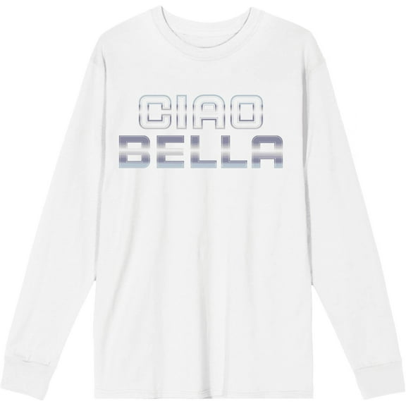 Ciao Bella Adult White Crew Neck Long Sleeve Tee-XXL