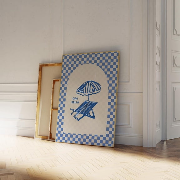 Ciao Bella Blue and White Italy Umbrella Print Style