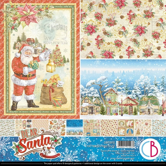 Ciao Bella Dear Santa Patterns Pad 12x12 8/Pkg