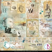 Ciao Bella Double-Sided Paper Pack 90lb 12X12 12/Pkg-Sign Of The Times, 12 Designs/1 Each