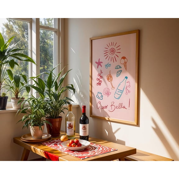 Ciao Bella Italian Summer Poster, Unframed Paper Poster 8x10in