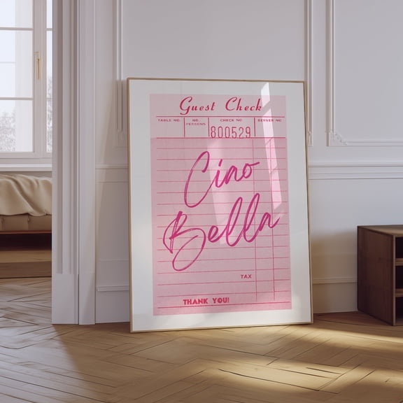 Ciao Bella Pink Guest Check Unframed Paper Print