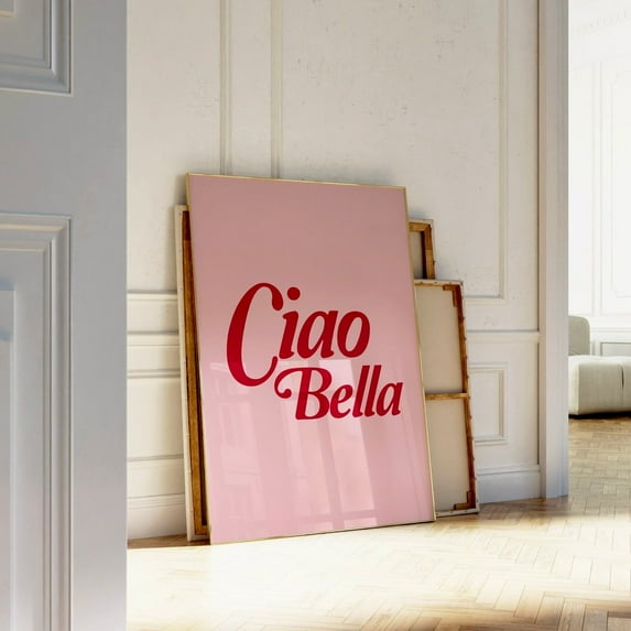 Ciao Bella Print, Italian Wall Art, Retro Pink Wall Poster, Italian Quote Vintage Bar Cart Art, Italian Summer Wall Art Wall Art, Modern Wall Decor, 12x18 UNFRAMED