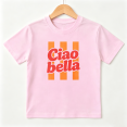 thumbnail image 1 of Ciao Bella Retro Striped Girls Graphic Tee, Cute Italy Slogan 100% Cotton Kids Short Sleeve T-Shirt 4-13Y, 1 of 5
