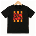 thumbnail image 1 of Ciao Bella Retro Striped Girls Graphic Tee, Cute Italy Slogan 100% Cotton Kids Short Sleeve T-Shirt 4-13Y, 1 of 5