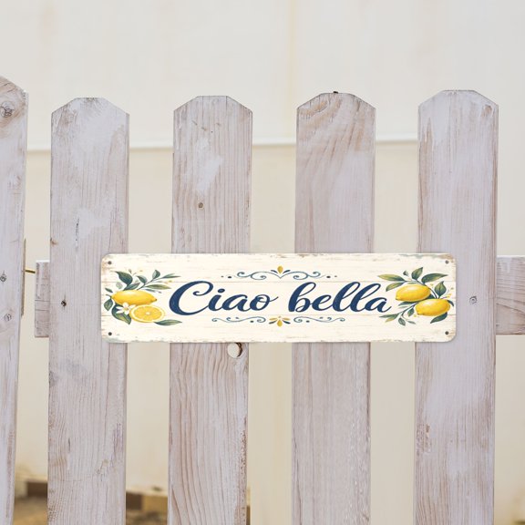 Ciao Bella Rustic Metal Tin Sign For Home Kitchen Coffee Bar And Patio Wall Decor 4x16 Inch