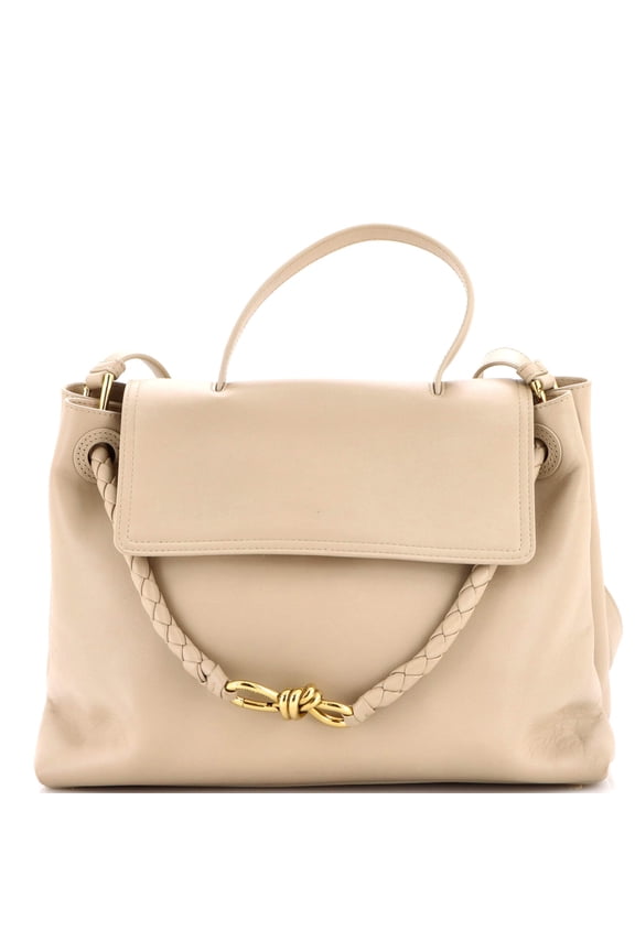 Pre-Owned Ciao Ciao Top Handle Bag Leather with Intrecciato Detail Medium By Rebag