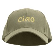 Ciao Embroidered Low Profile Washed Flex Cap - Khaki OSFM