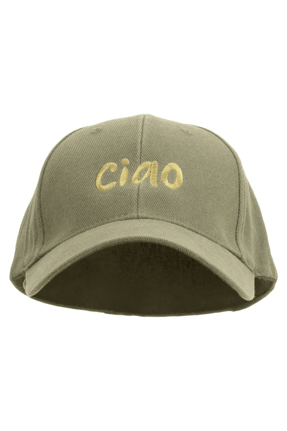 Ciao Embroidered Low Profile Washed Flex Cap - Khaki OSFM