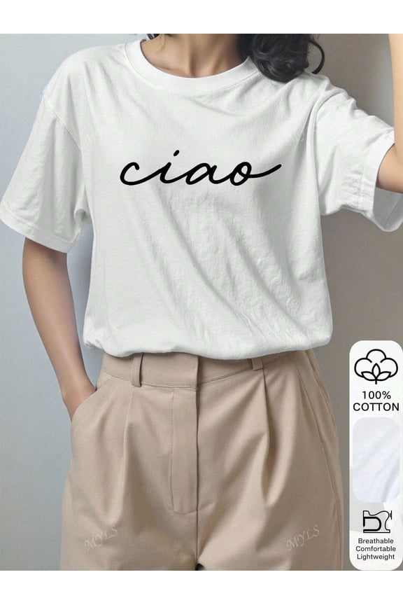 “Ciao” Graphic White Cotton T shirt