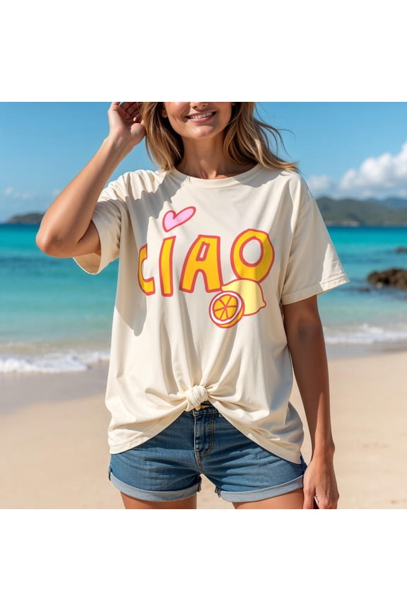 Ciao Lemon T-shirt, Italian Lemon Graphic Tee, Limoncello Shirt, Vintage Style, Ciao Bella Italy TShirt, Whimsical Aesthetic, Summer Vibes TH100605
