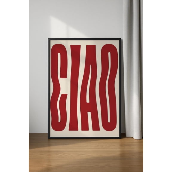 Ciao Poster, Typography Poster, Ciao Wall Art, Curvy Lined Ciao Art, Italian Vintage Poster, Italian Decor, Trendy Wall Art, Ciao Poster, Unframed Poster Size 12x18