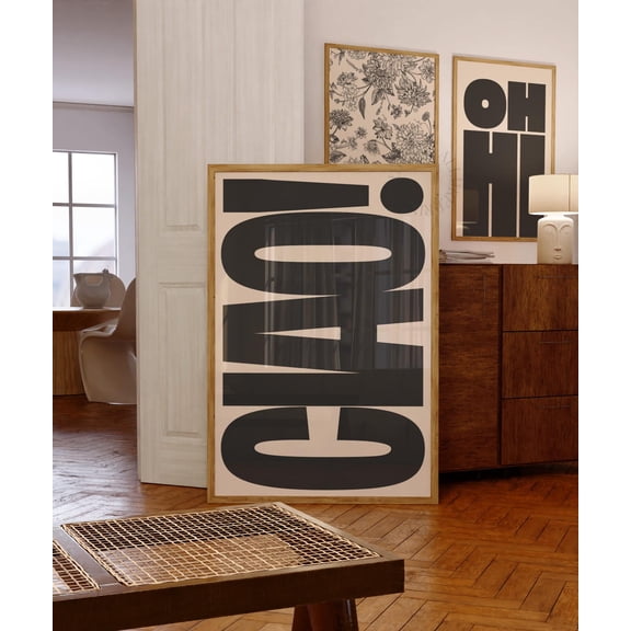 Ciao Print Poster, Italian Quote Poster, Italy Wall Art, Minimal Black and Beige Typography Poster,, Size 24x36 UNFFRAMED F03.1.7l172