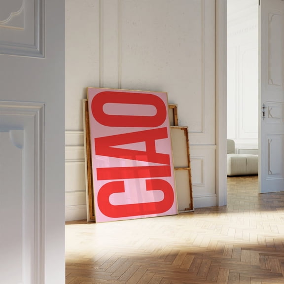 Ciao Print Poster, Italian Quote Poster, Pink Italy Print Poster, Preppy Typography Wall Art for Apartment,, Size 12x18 UNFFRAMED F03.1.7l186