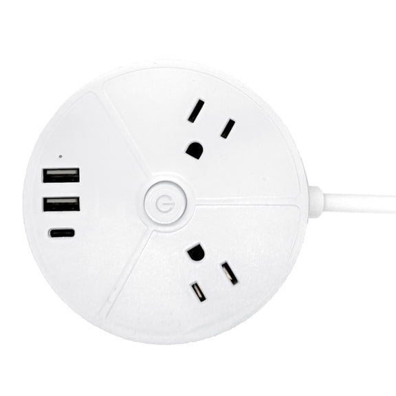 Ciao Tech 2-AC Outlet 3-USB Port 300 Joules Surge Protector Power Strip, 5-Ft. Cord with Straight Plug, CPAT500-050