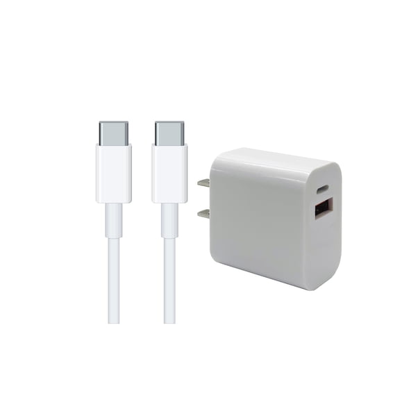 Ciao Tech 2 in 1 Fast Charging Kit, USB Type C to Type C with Charging Block Brick Adapter, White